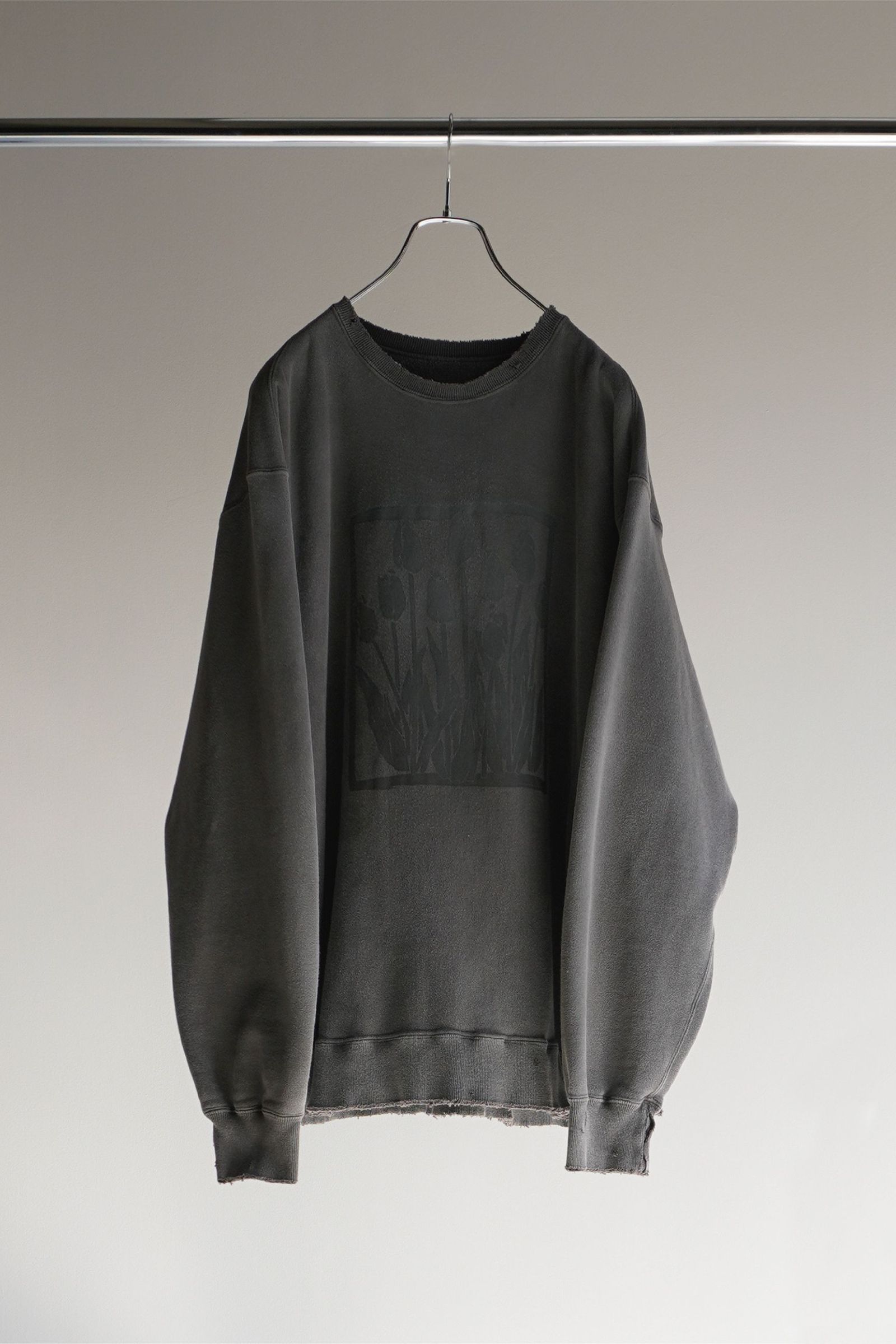 ANCELLM - DYED DAMEGE FLOWER PT SWEAT SHIRT/BLACK | NapsNote