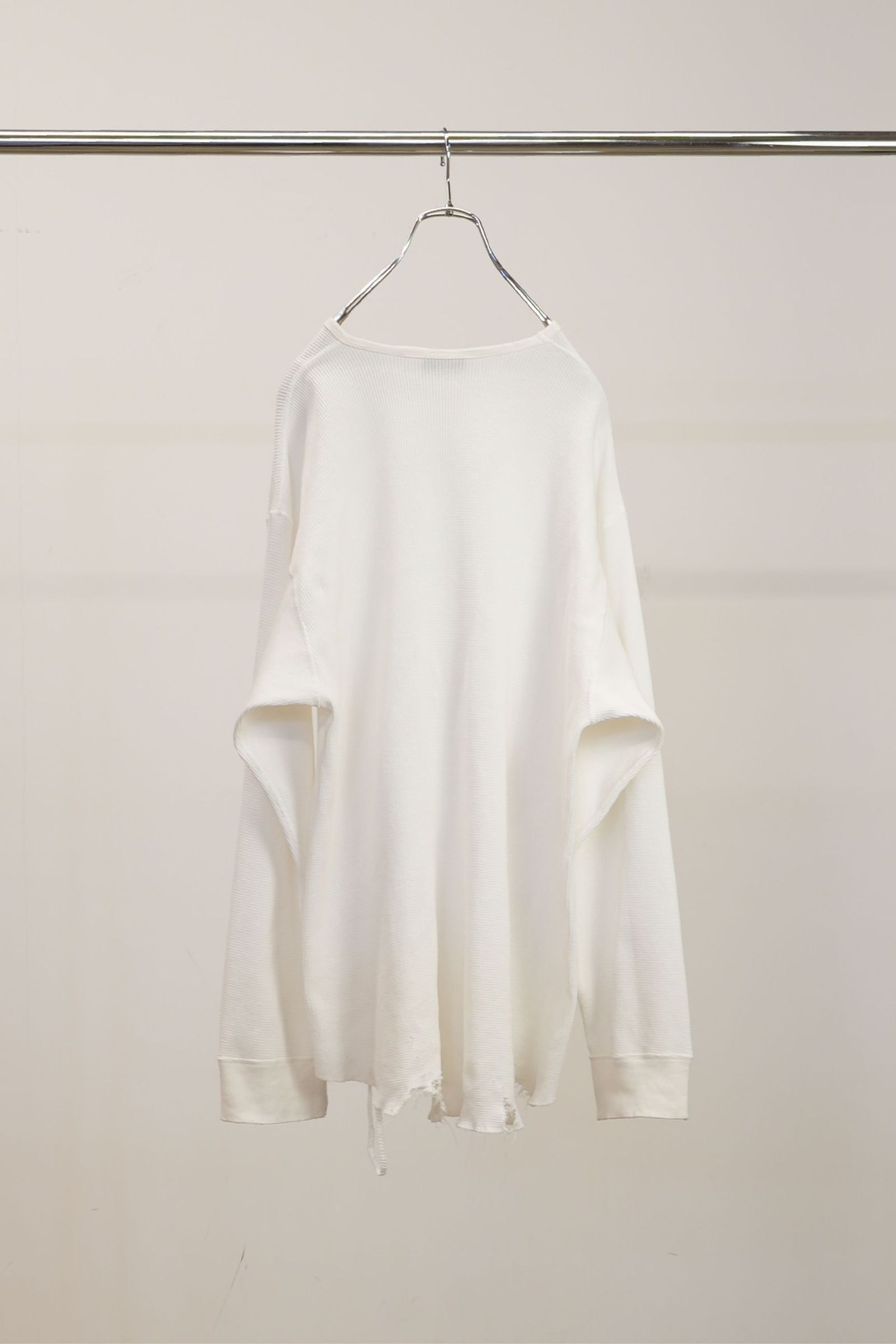 DAMAGE WAFFLE CREW LS | WHITE | カットソー