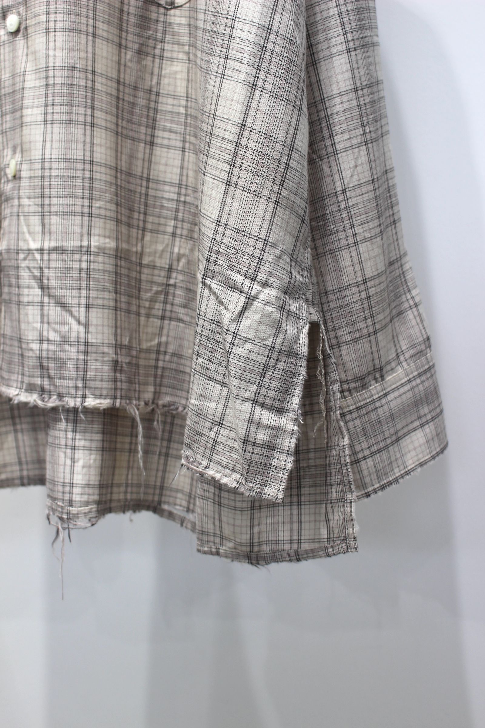 AGING RAYON CHECK SHIRT | BEIGE | シャツ