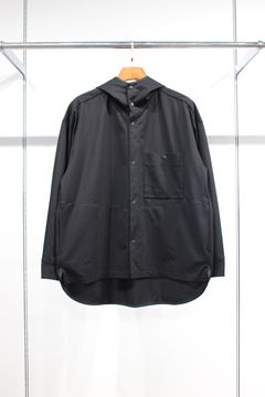 WARP KNIT HOODED SHIRT JACKET/BLACK
