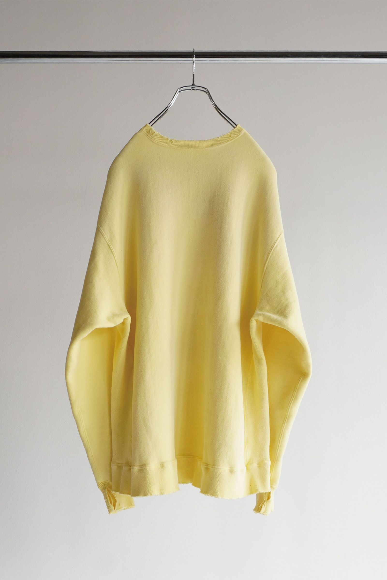 DYED DAMEGE FLOWER PT SWEAT SHIRT/YELLOW