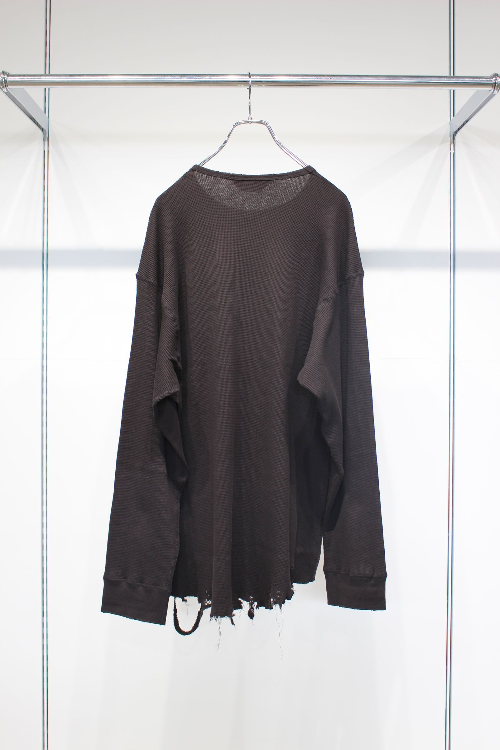 DAMAGE WAFFLE CREW LS | D.BROWN | カットソー
