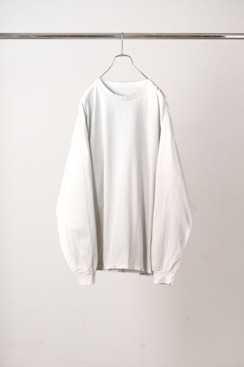 EMBROIDERY DYED LS T-SHIRT | G.WHITE | カットソー