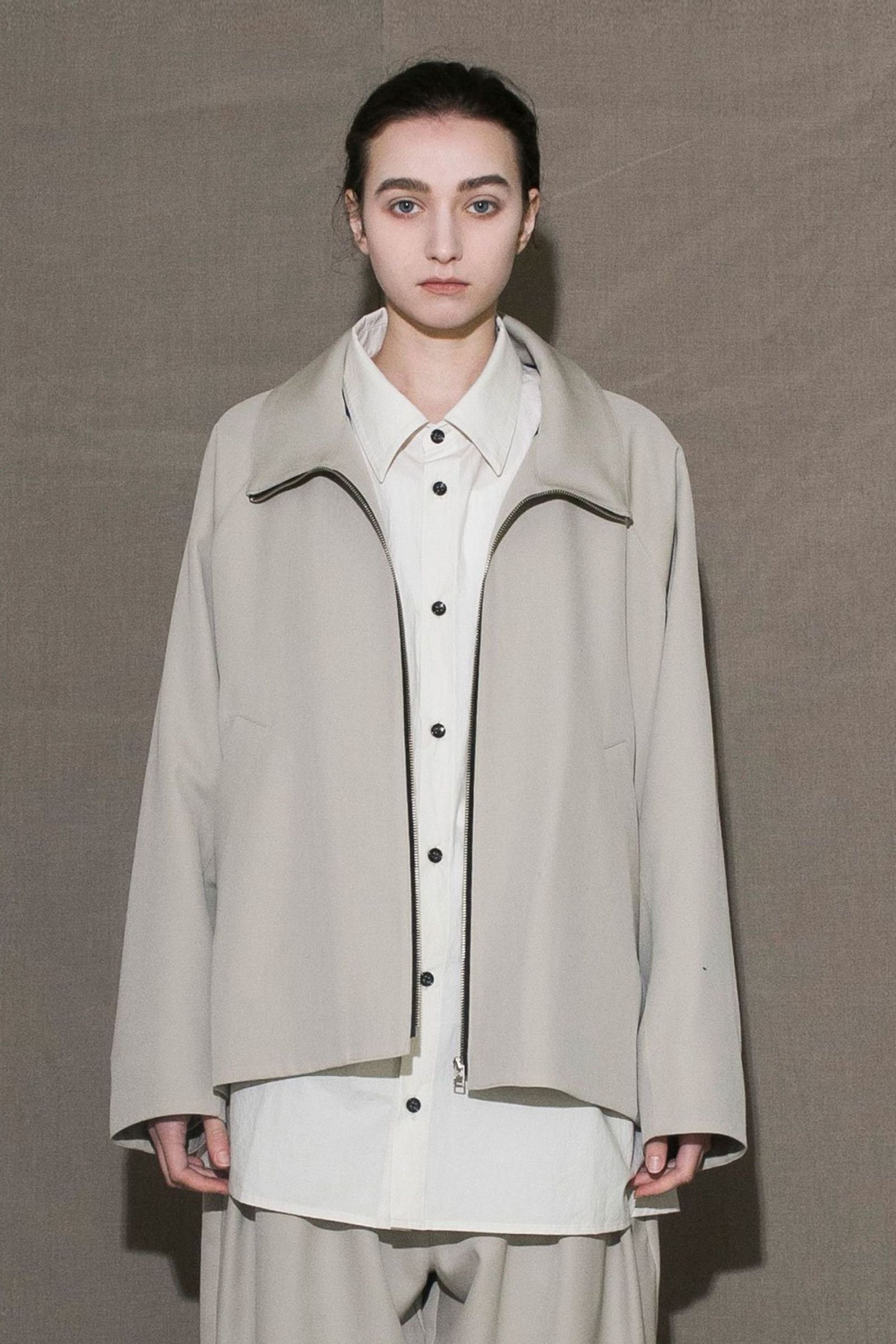 my beautiful landlet - HARUTO PROCESSED WOOL ZIP BLOUSON/BEIGE