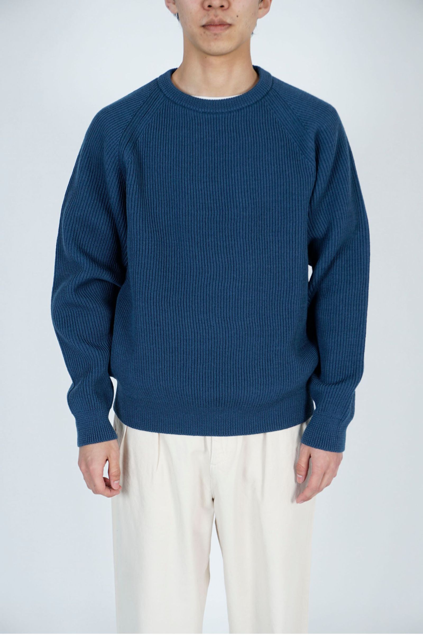 EVCON - [ラスト1点] SHETLAND WOOL LOW GAGE CREW NECK KNIT/GREEN