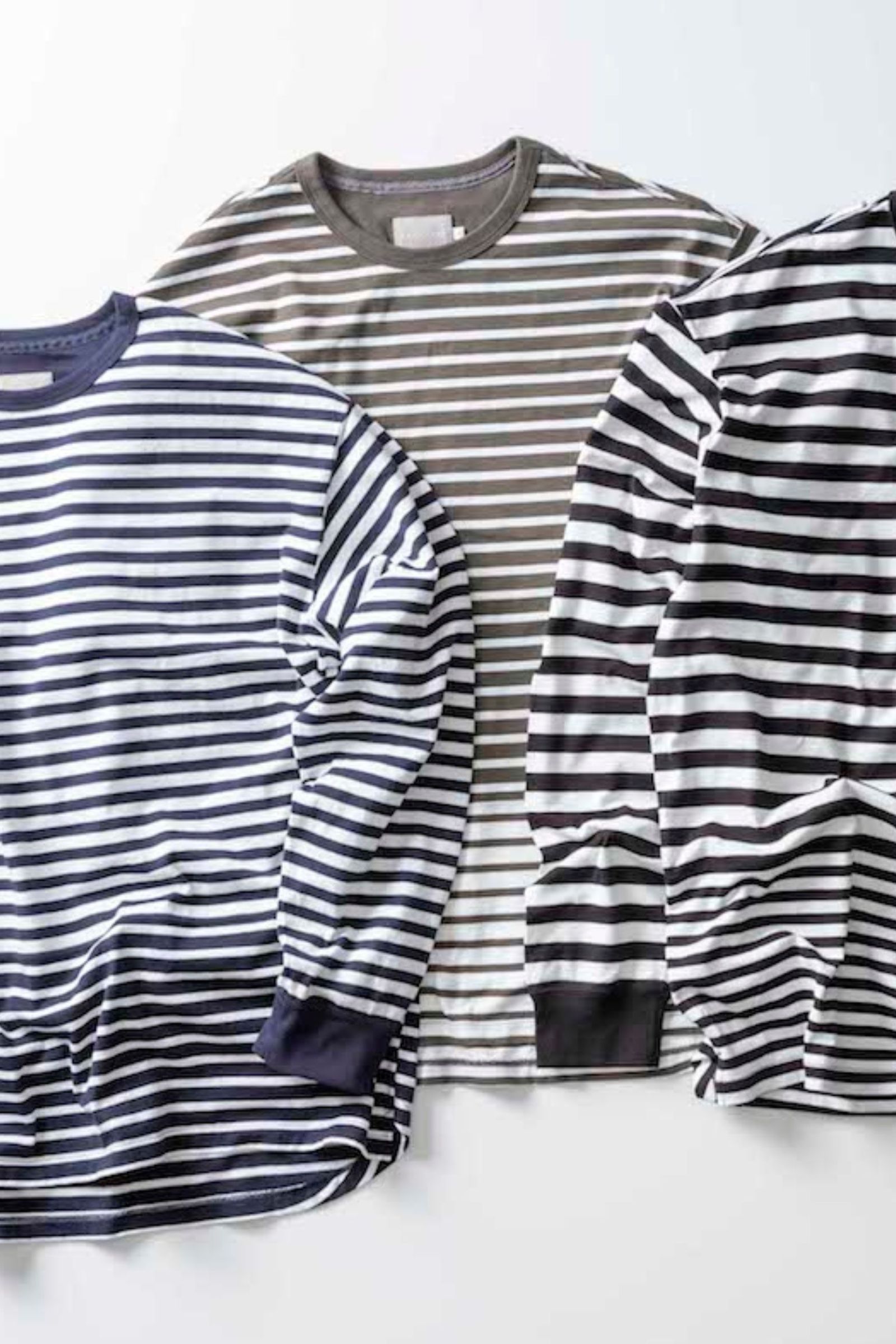 DOUBLE BORDER L/S TEE/OLIVE-WHITE