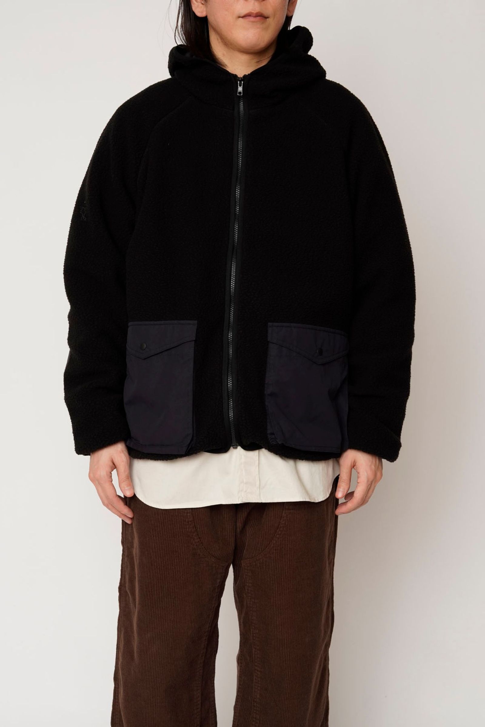 [ラスト1点] FLEECE HOODED JACKET | BLACK | フリースジャケット