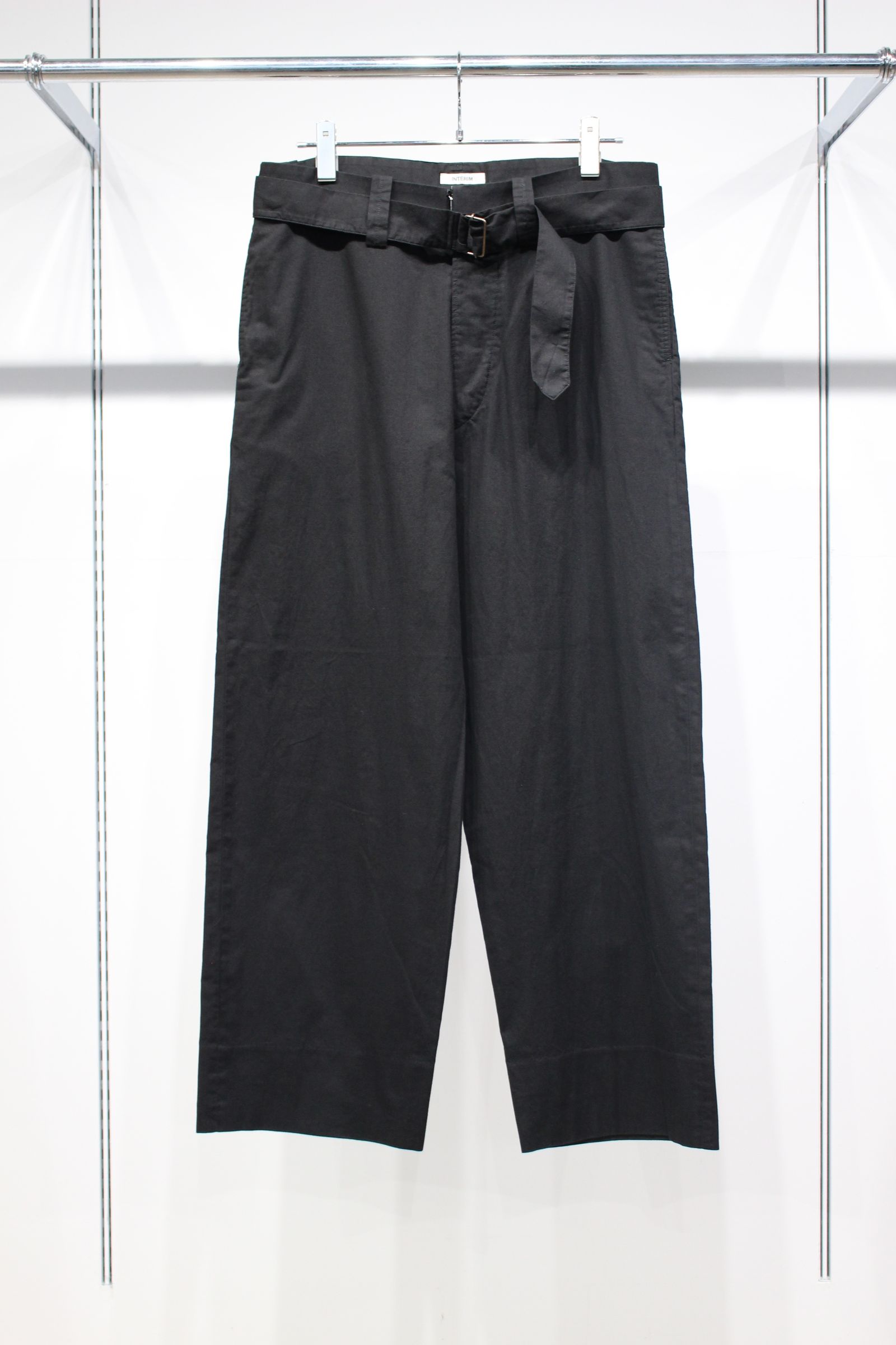 BLACK SURFAR GARMENT DYE BELTED FRENCH ARMY MIL BAGGY TROUSER | BLACK | スラックス