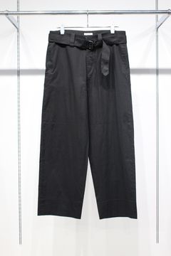 BLACK SURFAR GARMENT DYE BELTED FRENCH ARMY MIL BAGGY TROUSER | BLACK | スラックス