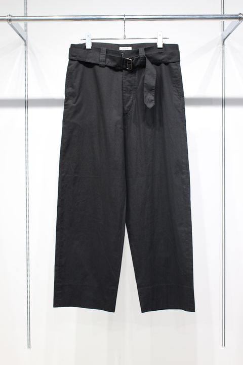 BLACK SURFAR GARMENT DYE BELTED FRENCH ARMY MIL BAGGY TROUSER | BLACK | スラックス
