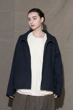 GEELONG LAMBS WOOL ZIP BLOUSON/NAVY