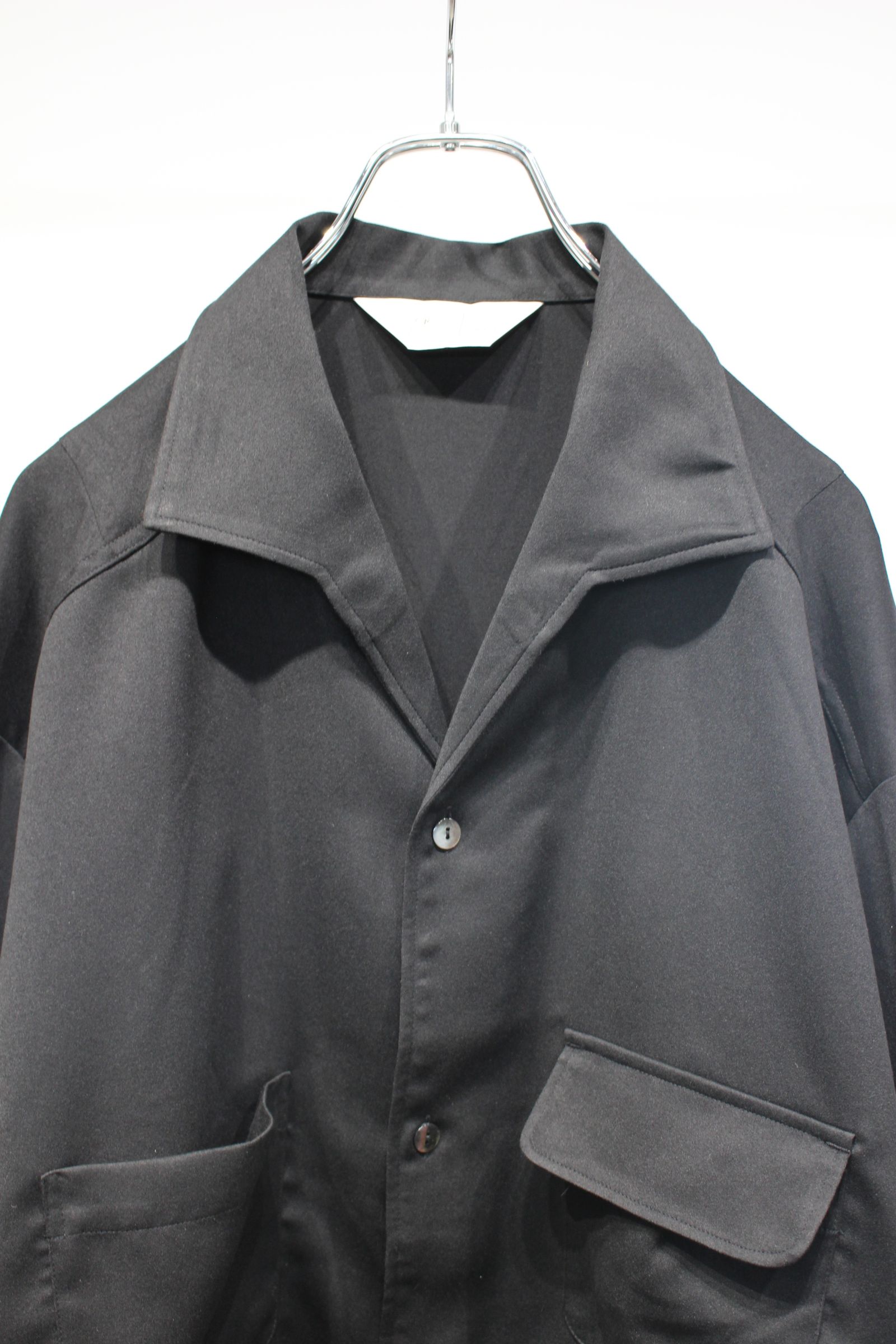 VEGAN SUEDE OPEN COLLAR SHIRT | BLACK | シャツジャケット