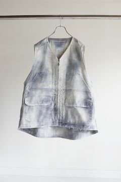 UNEVEN PAINT DUCK VEST/NAVY