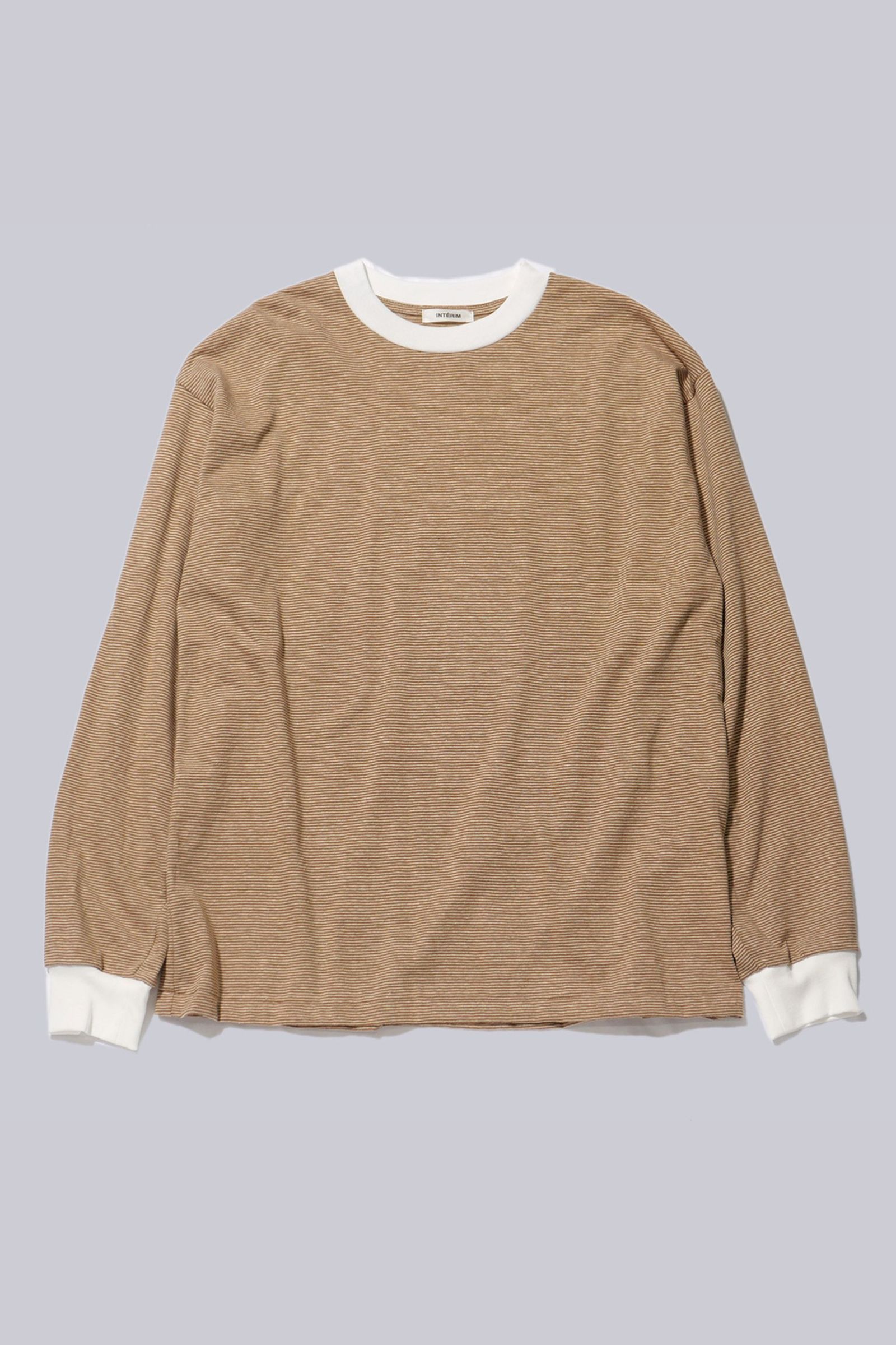 [ラスト1点] COTTON HEMP BORDER L/S TEE | BROWN | カットソー