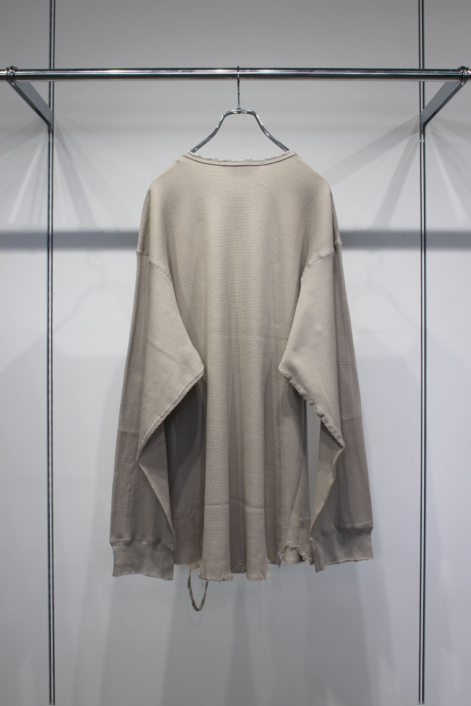 DAMAGE WAFFLE CREW LS T-SHIRT | GREIGE | ダメージワッフル