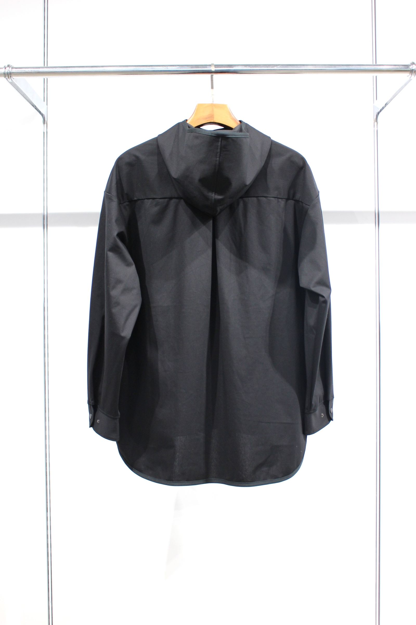 WARP KNIT HOODED SHIRT JACKET/BLACK
