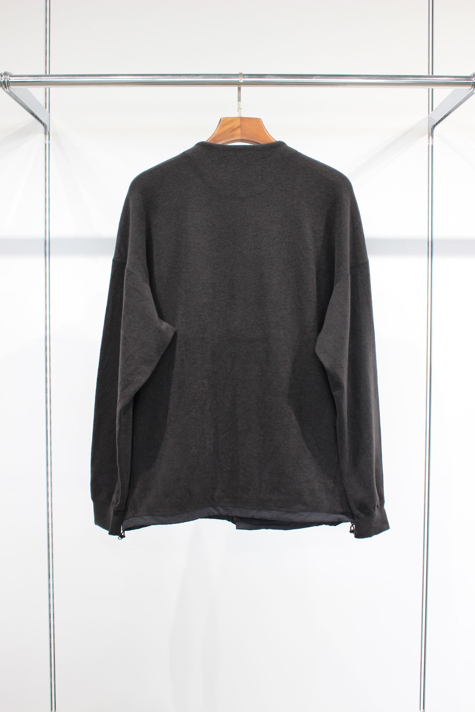 WOOL FLEECE CARDIGAN/GUNMETAL