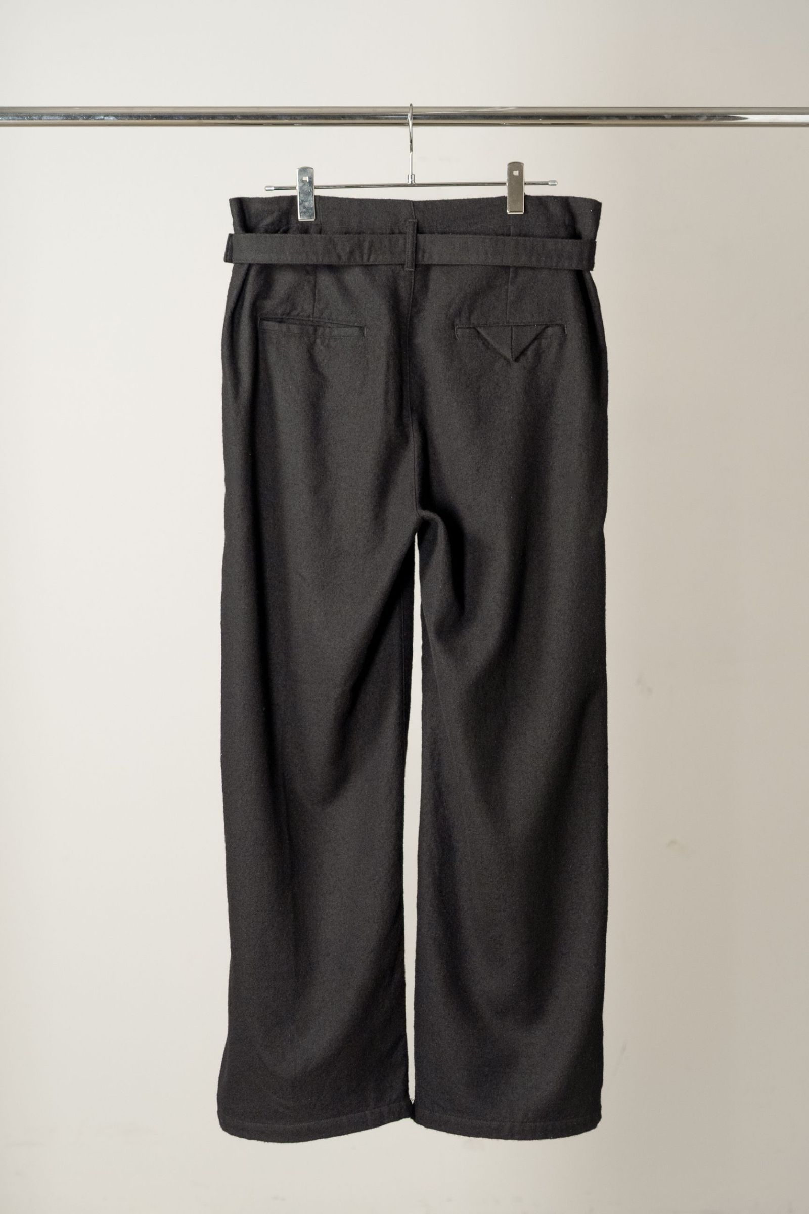 DOUBLE TAILORED JACKET | WOOL BELTED WIDE SLACKS | BLACK | セットアップ