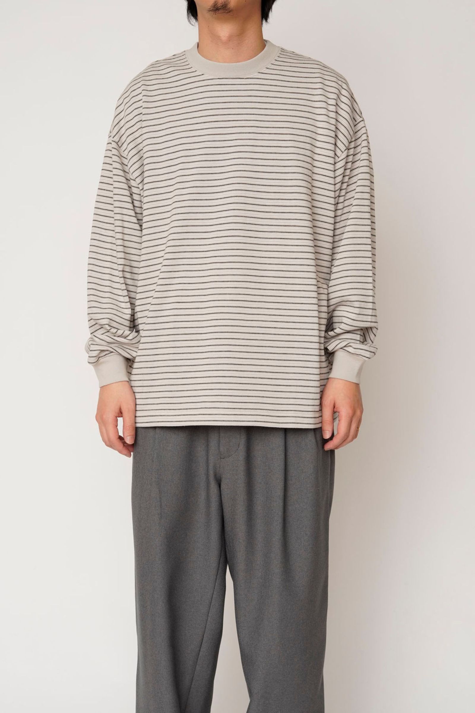 BORDER WIDE L/S T-SHIRT | L.BEIGE | カットソー