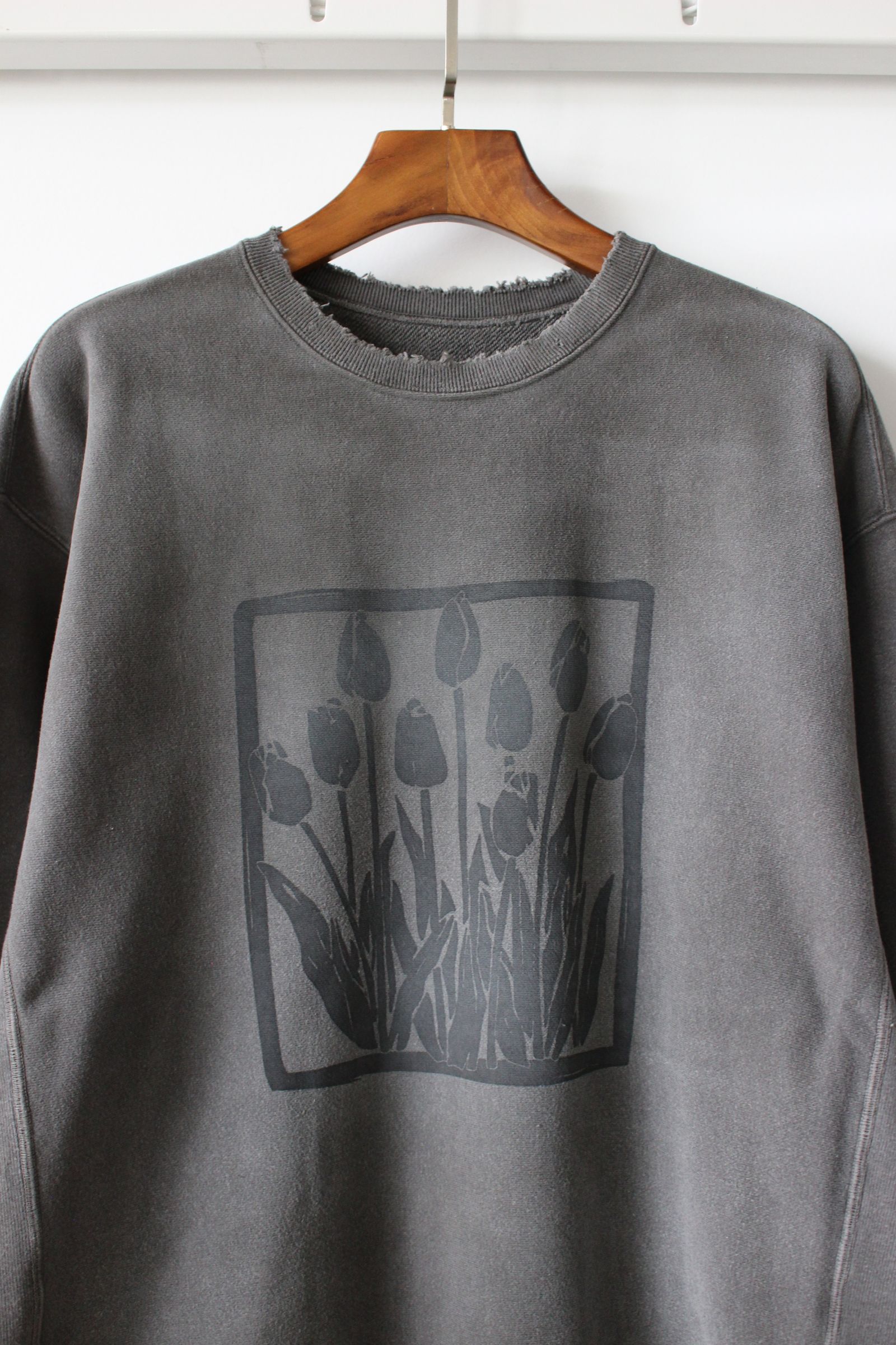 ANCELLM - DYED DAMEGE FLOWER PT SWEAT SHIRT/BLACK | NapsNote