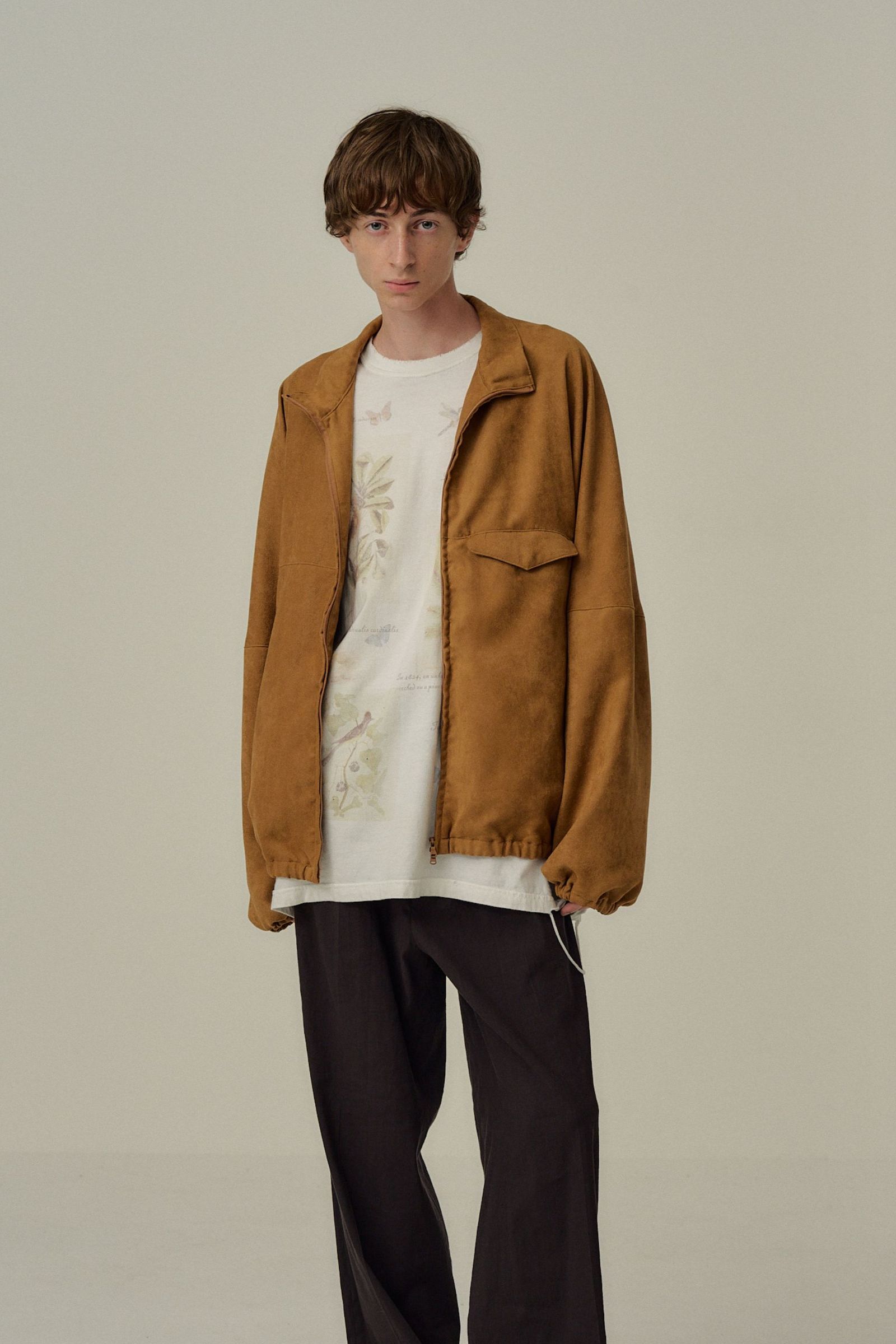 VEAGAN SUEDE KIMONO BLOUSON | BROWN | ライトアウター