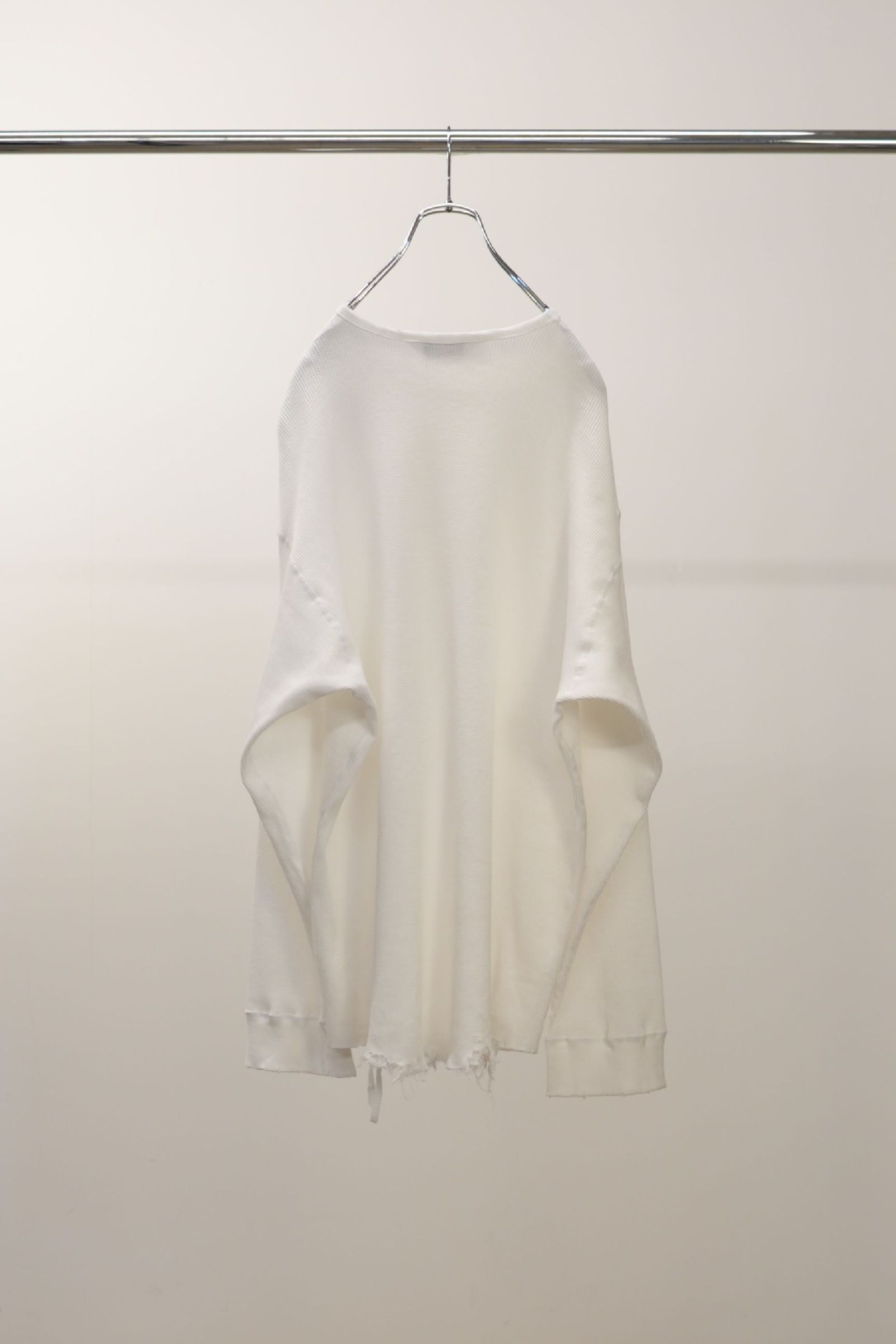 DAMAGE WAFFLE CREW LS T-SHIRT | WHITE | ダメージワッフル