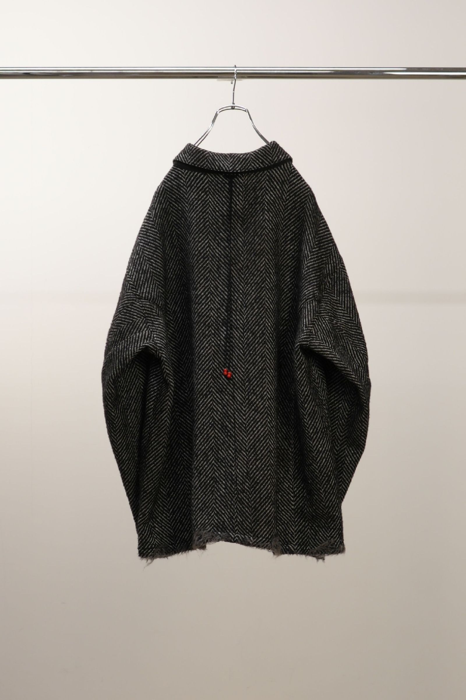 DAMAGE WOOL HERRINGBONE COVER ALL | WHITE×BLACK | カバーオール