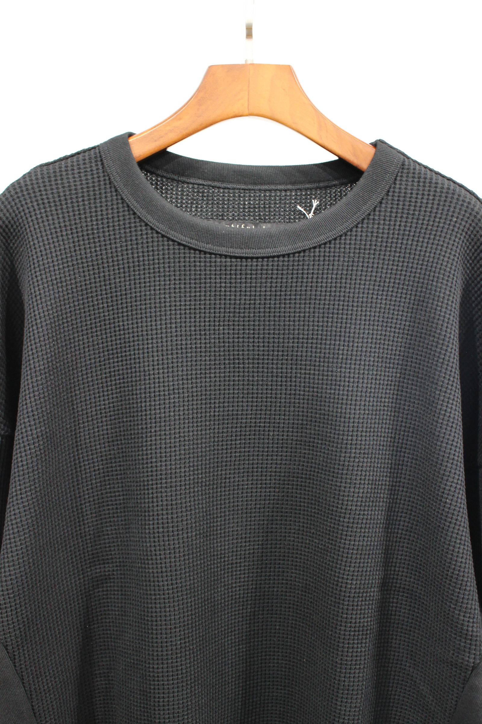 WAFFLE LONG SLEEVE PULLOVER | BLACK | カットソー