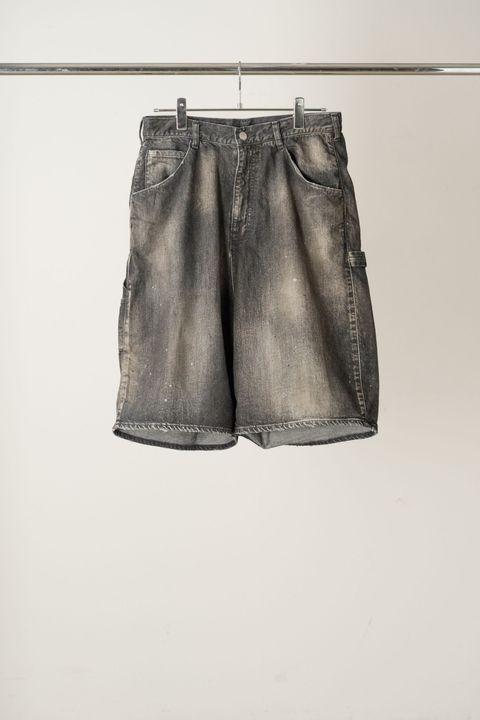 DENIM PAINTER SHORTS | BLACK | デニムショーツ
