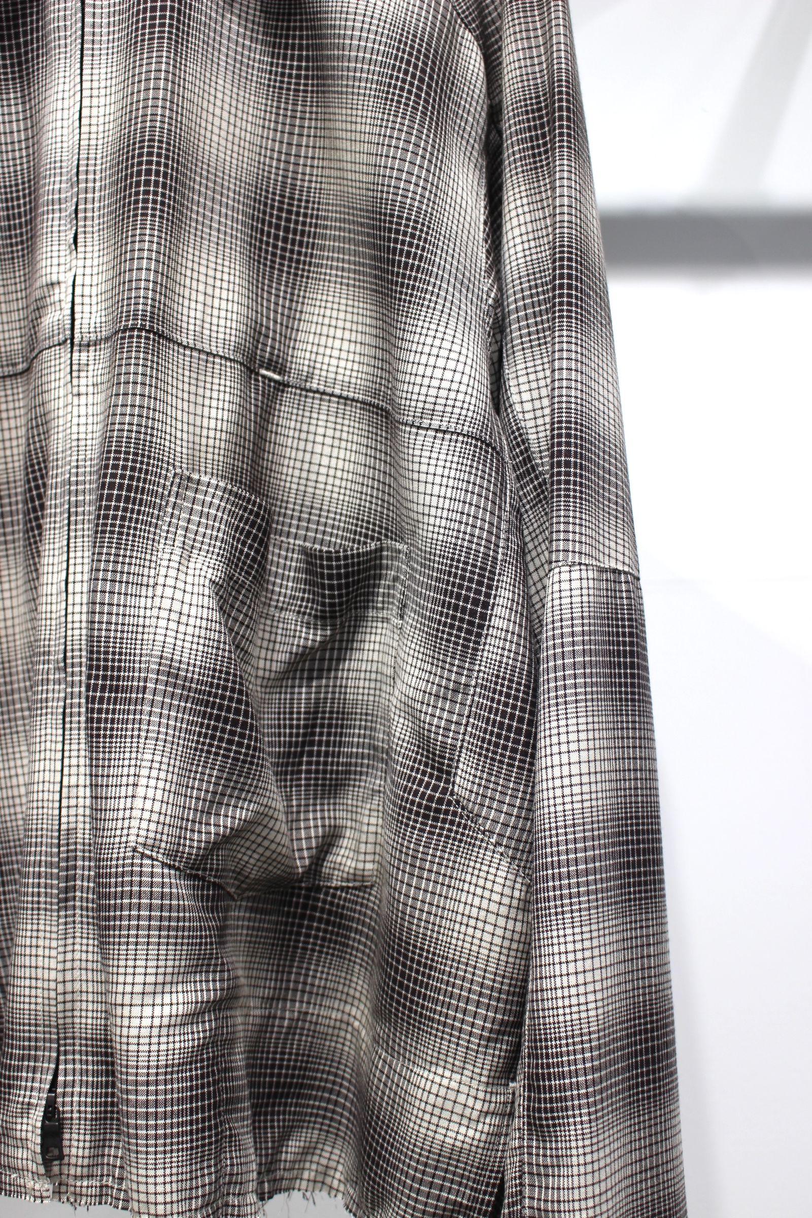OMBRECHECK SHORT ZIPUP SHIRT | BROWN | ジップアップシャツ