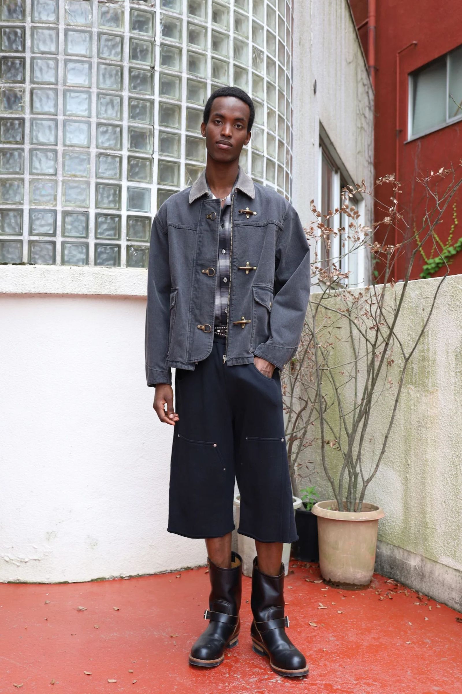 3/4 DOUBLE KNEE SWEAT PANTS | BLACK | ショートパンツ