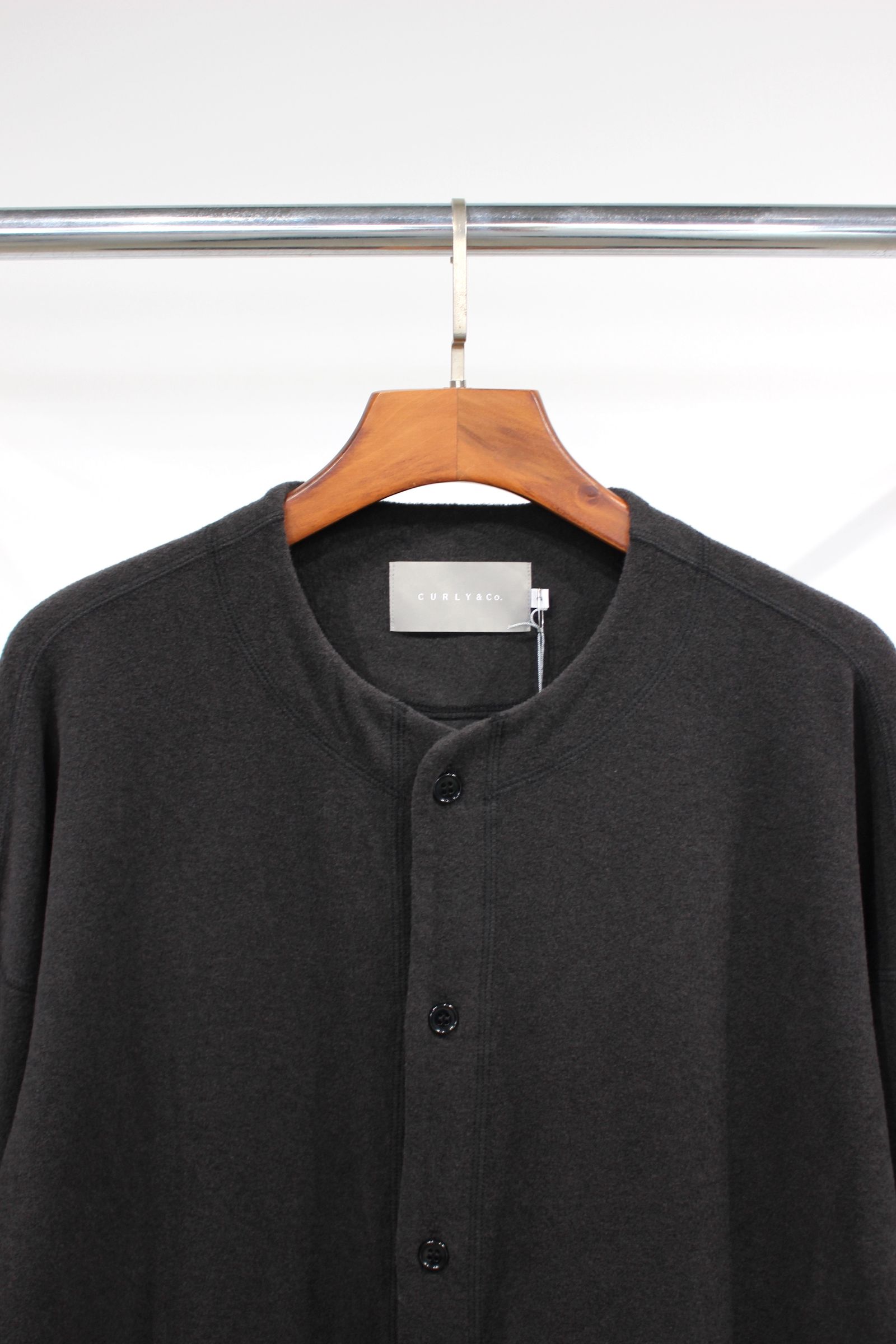 WOOL FLEECE CARDIGAN/GUNMETAL