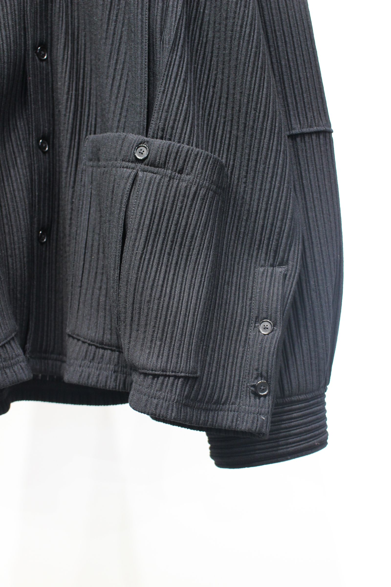 WRINKLED STRIPE SHIRT | BLACK | シャツジャケット
