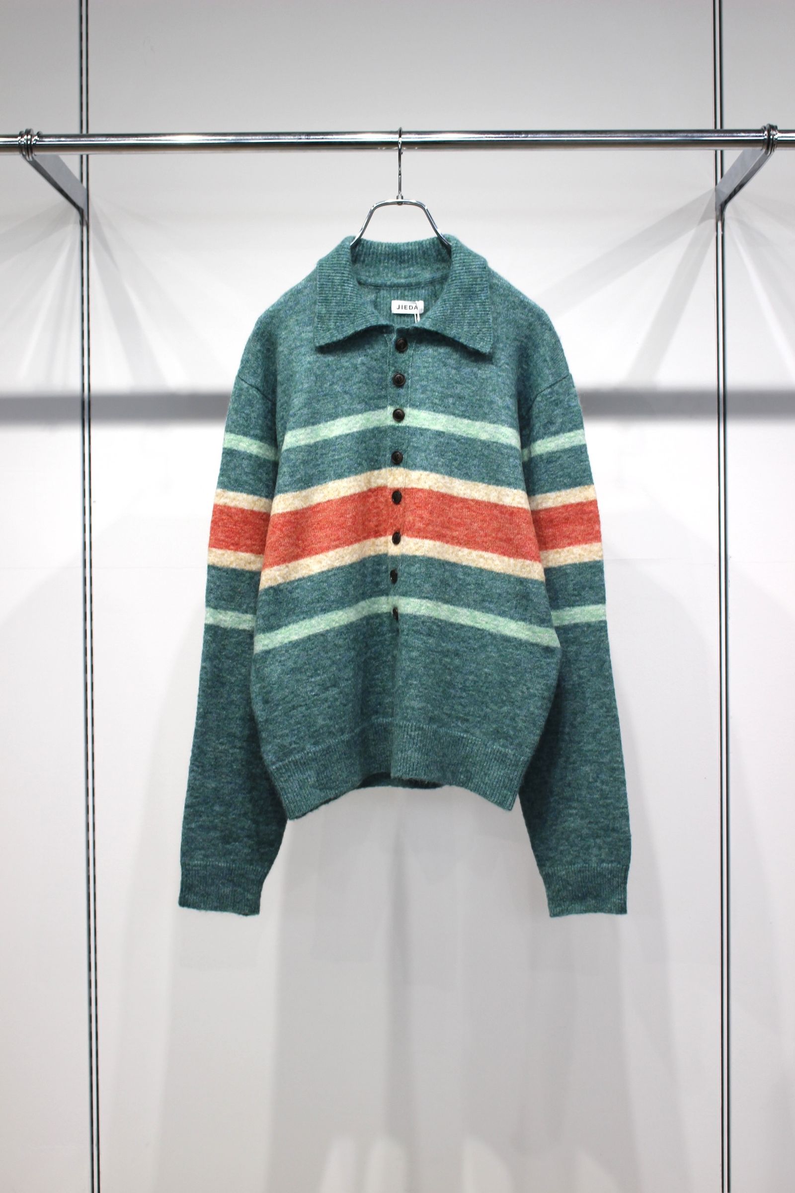 STRIPED KNIT POLO | EMERALD GREEN | ニット