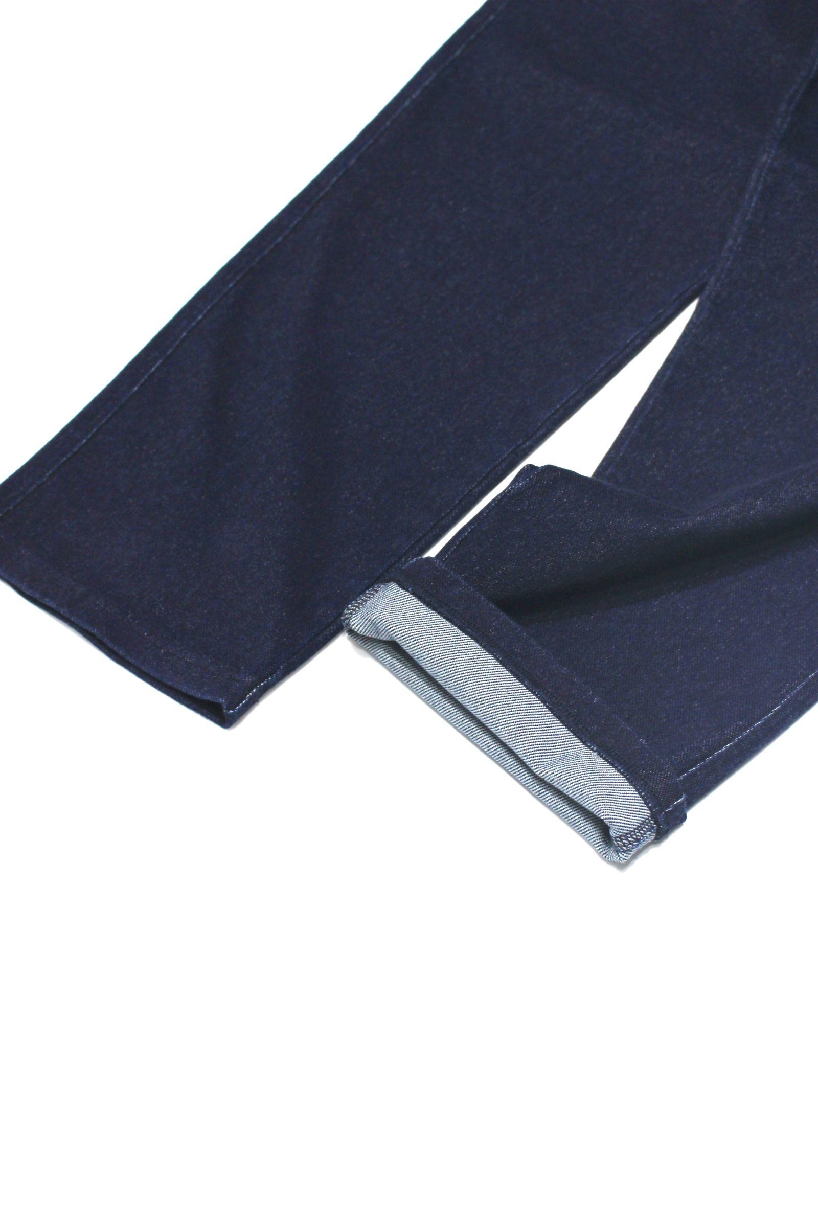 INDIGO 1TUCK EZ TAPERED SLACKS “ONE WASHED”/ニットデニムパンツ