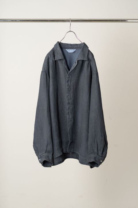 AGING LINEN CROSS-LINE SHIRT | NAVY | シャツ