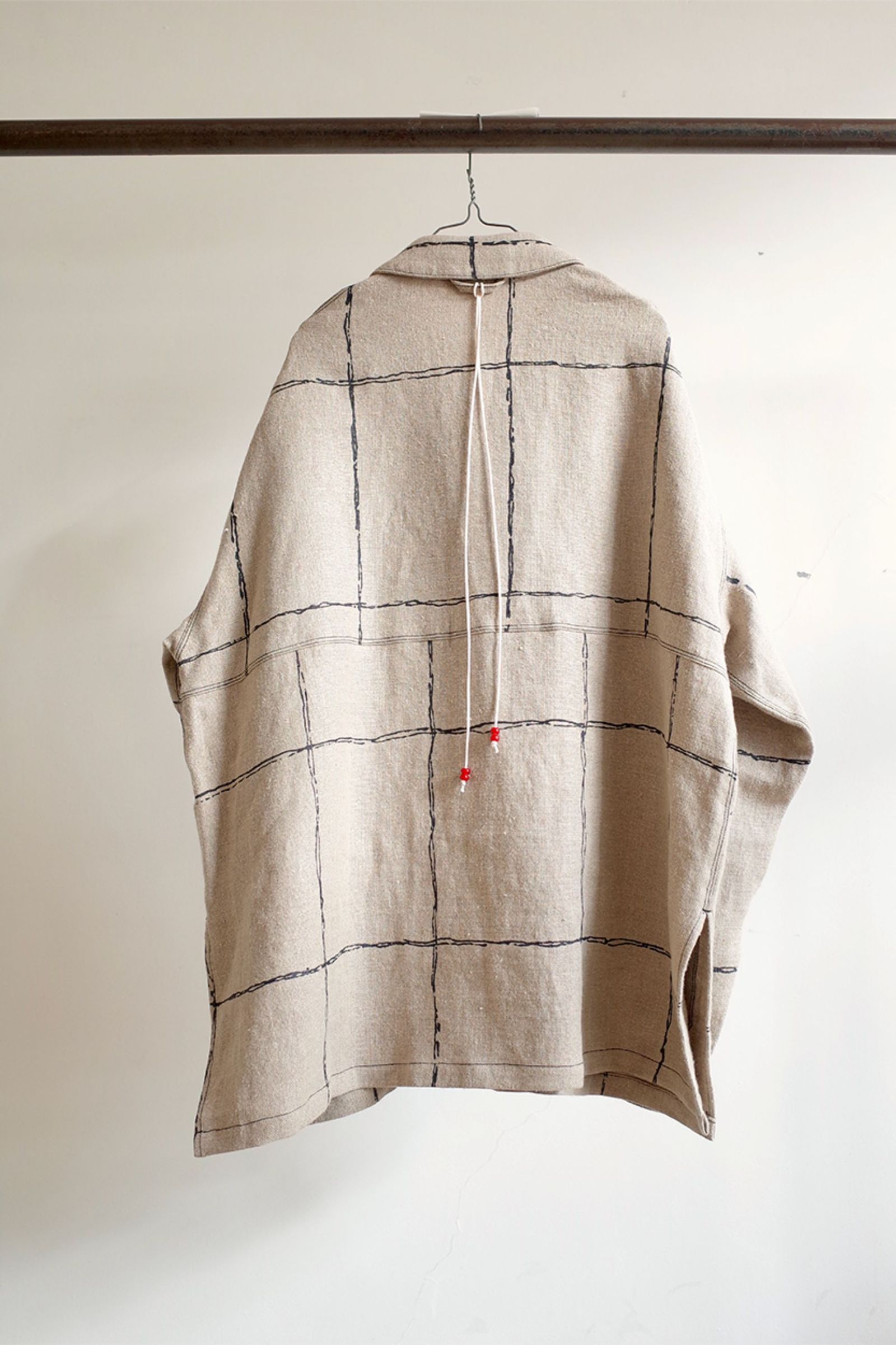 ANCELLM - DRAWING CHECK LINEN COVERALL/NATURAL | NapsNote