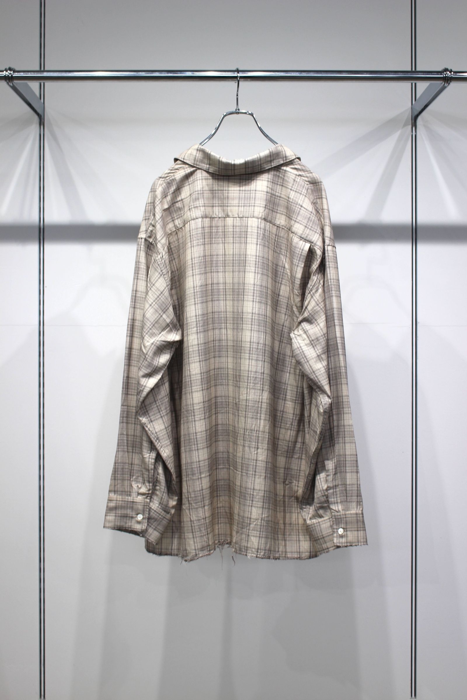 AGING RAYON CHECK SHIRT | BEIGE | シャツ