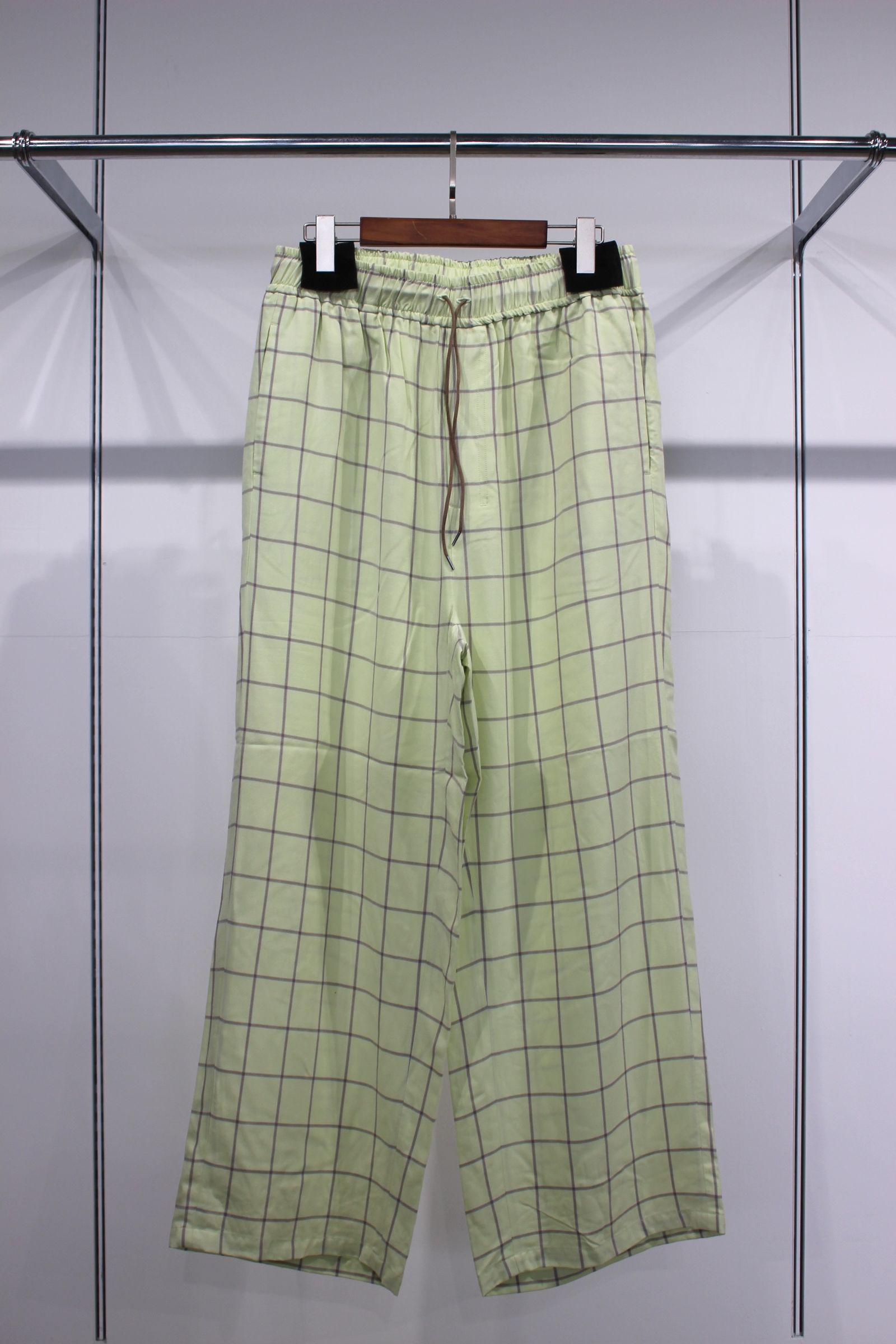 RAYON CHECK SLACKS/MINT