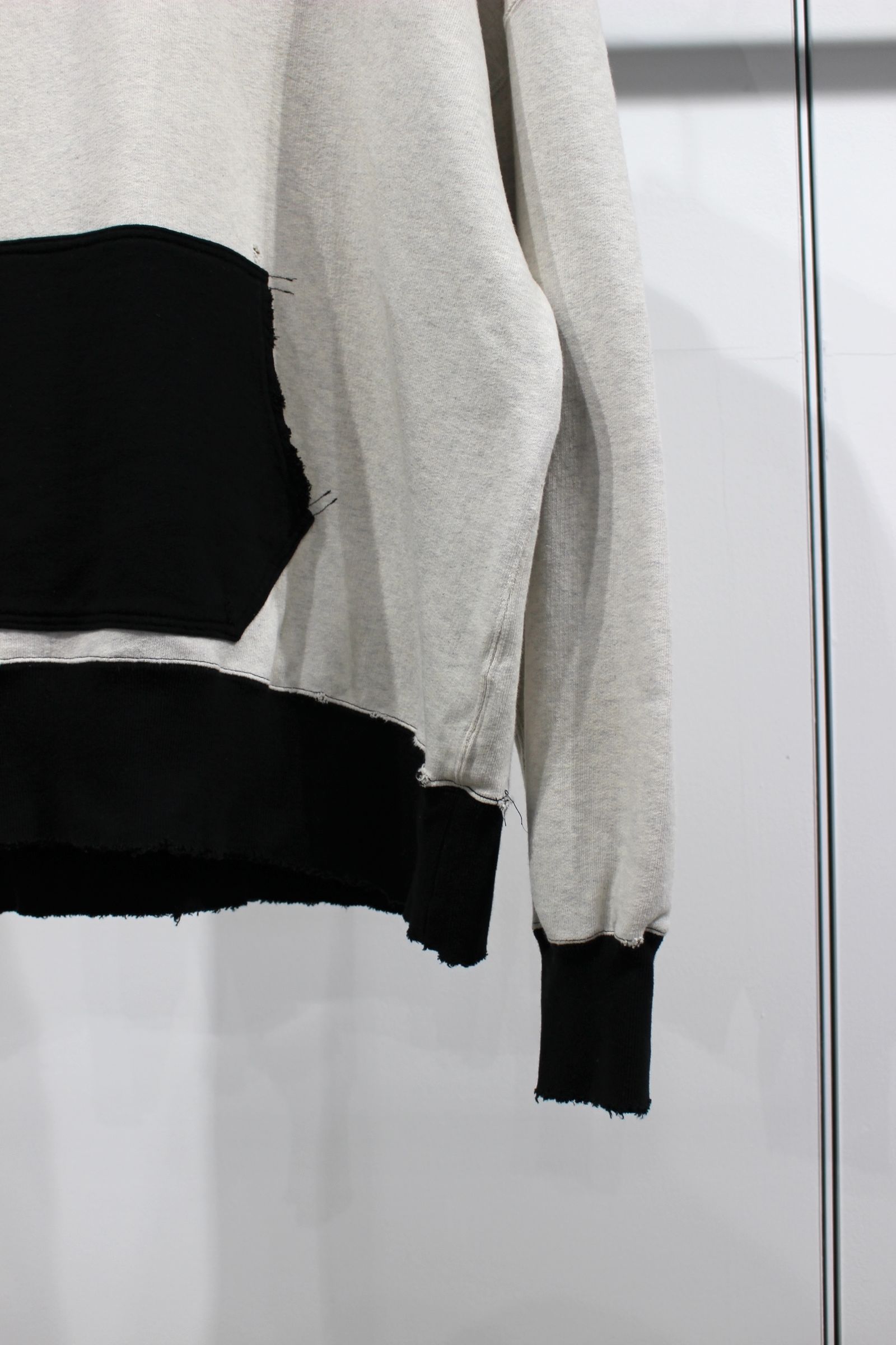 2TONE AGING HOODIE/ECRU-BLACK