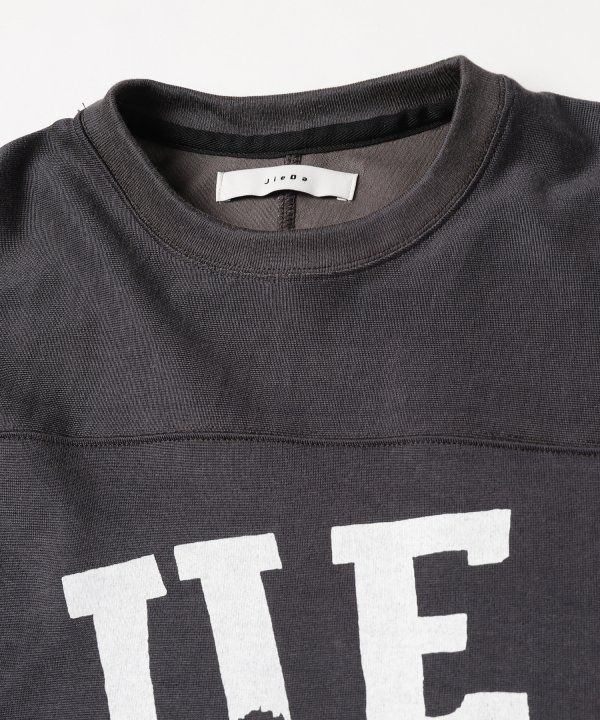 FOOTBALL PLATING OVERSIZED T-SHIRT/フットボールtシャツ/チャコール