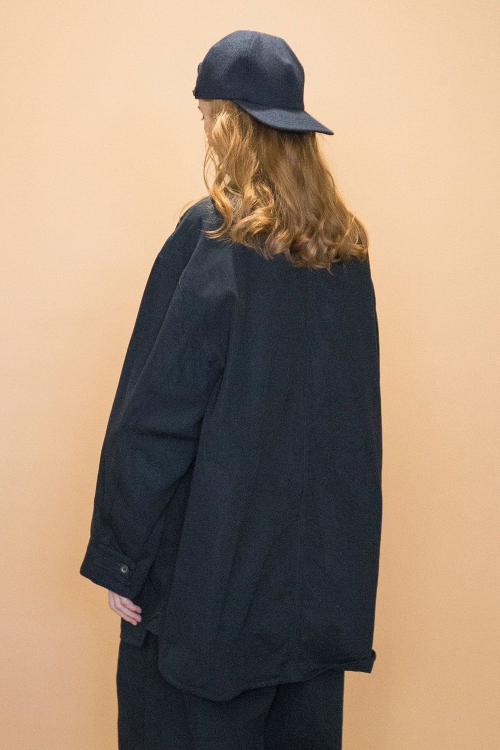 MILITARY CLOTH OVERSIZE SHIRT/NAVY