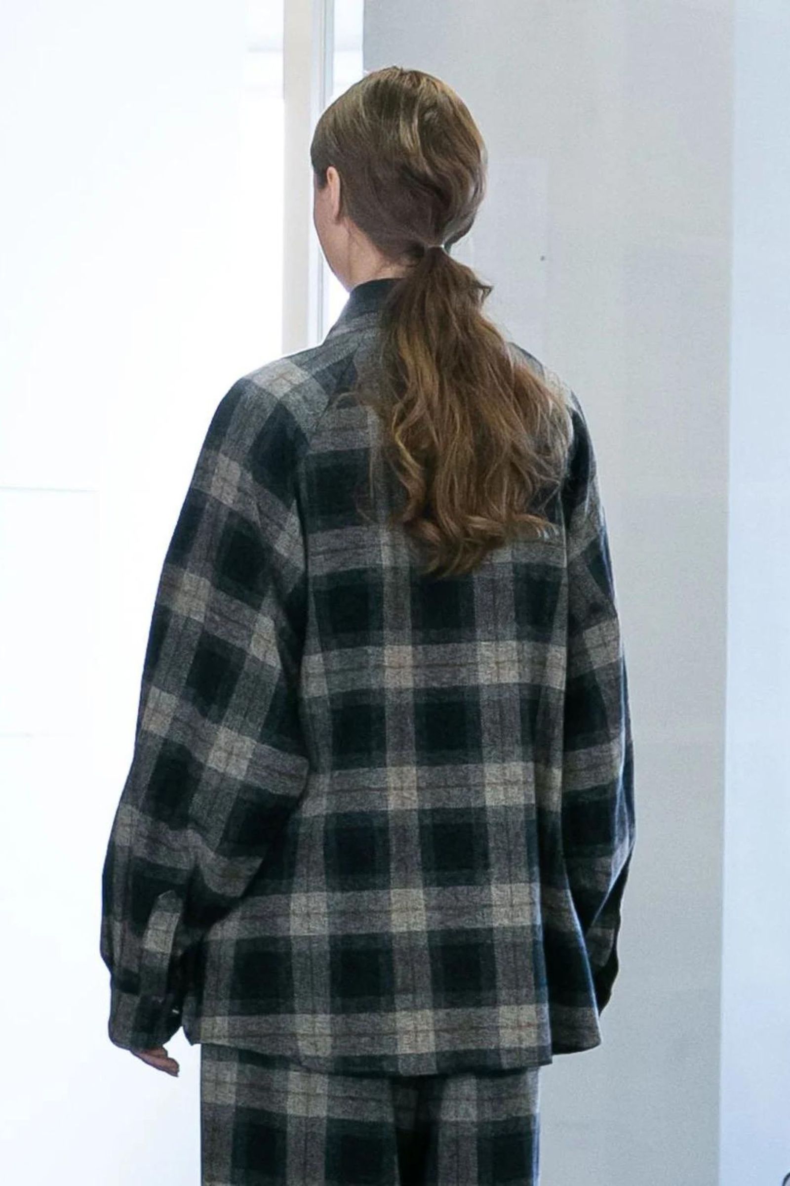 COTTON TWEED CHECK RAGLAN OVERSIZE SHIRT | GRAY | シャツアウター