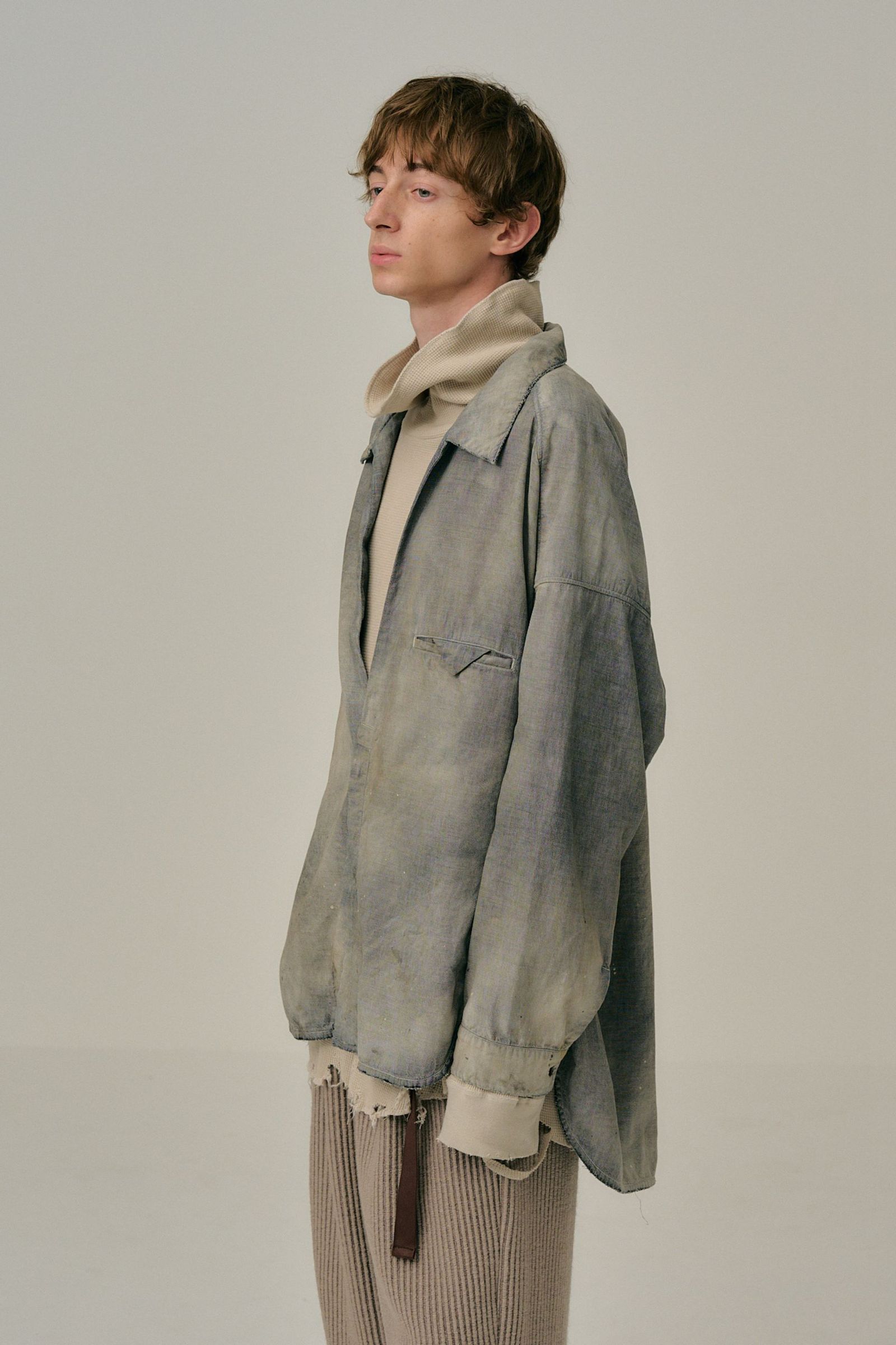 AGING CHAMBRAY LONG SHIRT | BLACK | シャンブレーシャツ