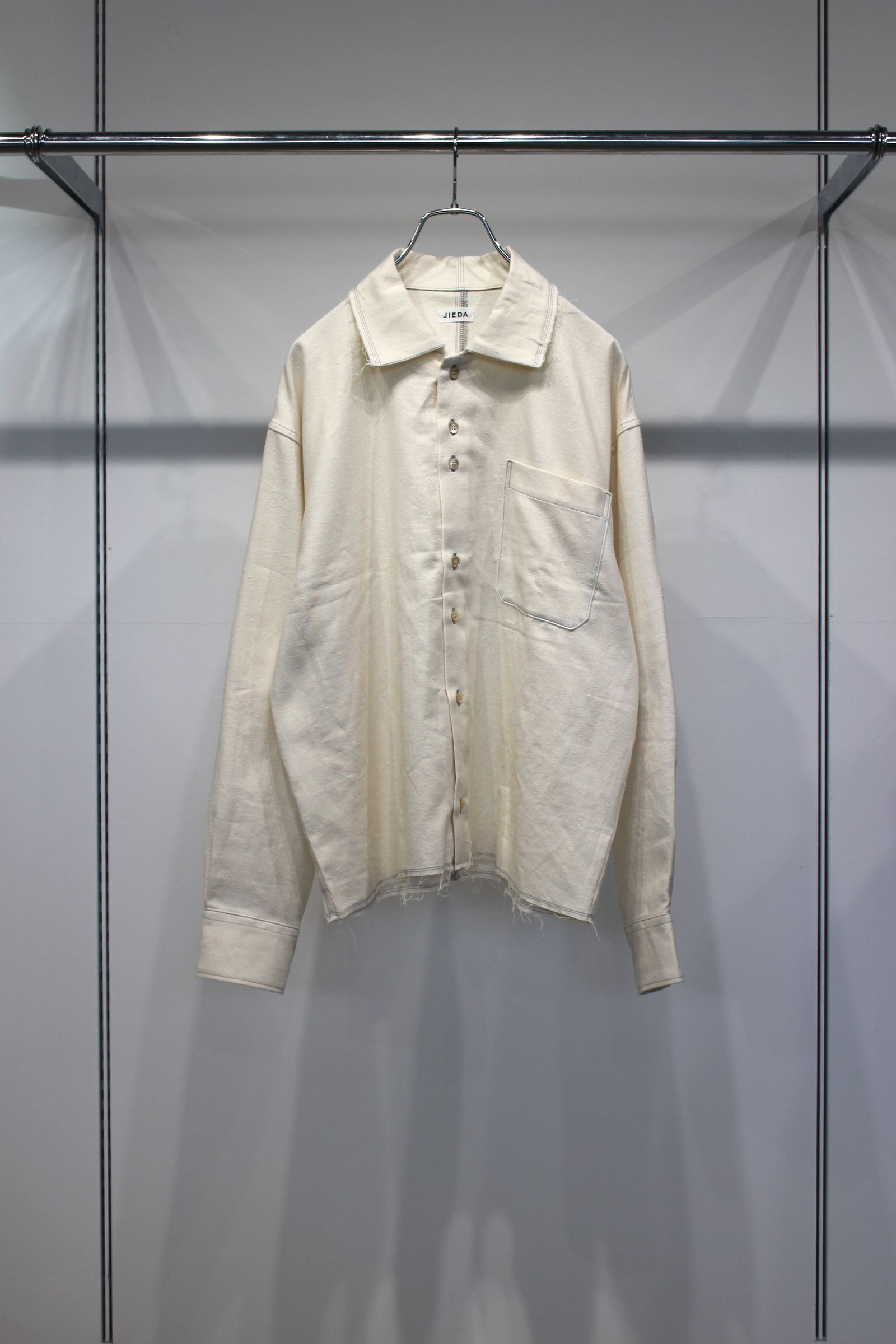 COTTON SILK CUT-OFF SHORT SHIRT | WHITE | ショートシャツ