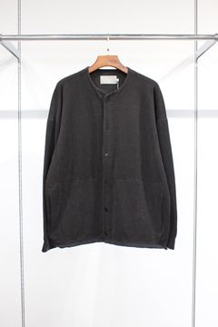 WOOL FLEECE CARDIGAN/GUNMETAL