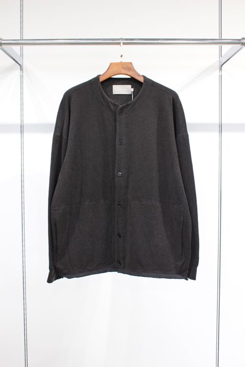 WOOL FLEECE CARDIGAN/GUNMETAL