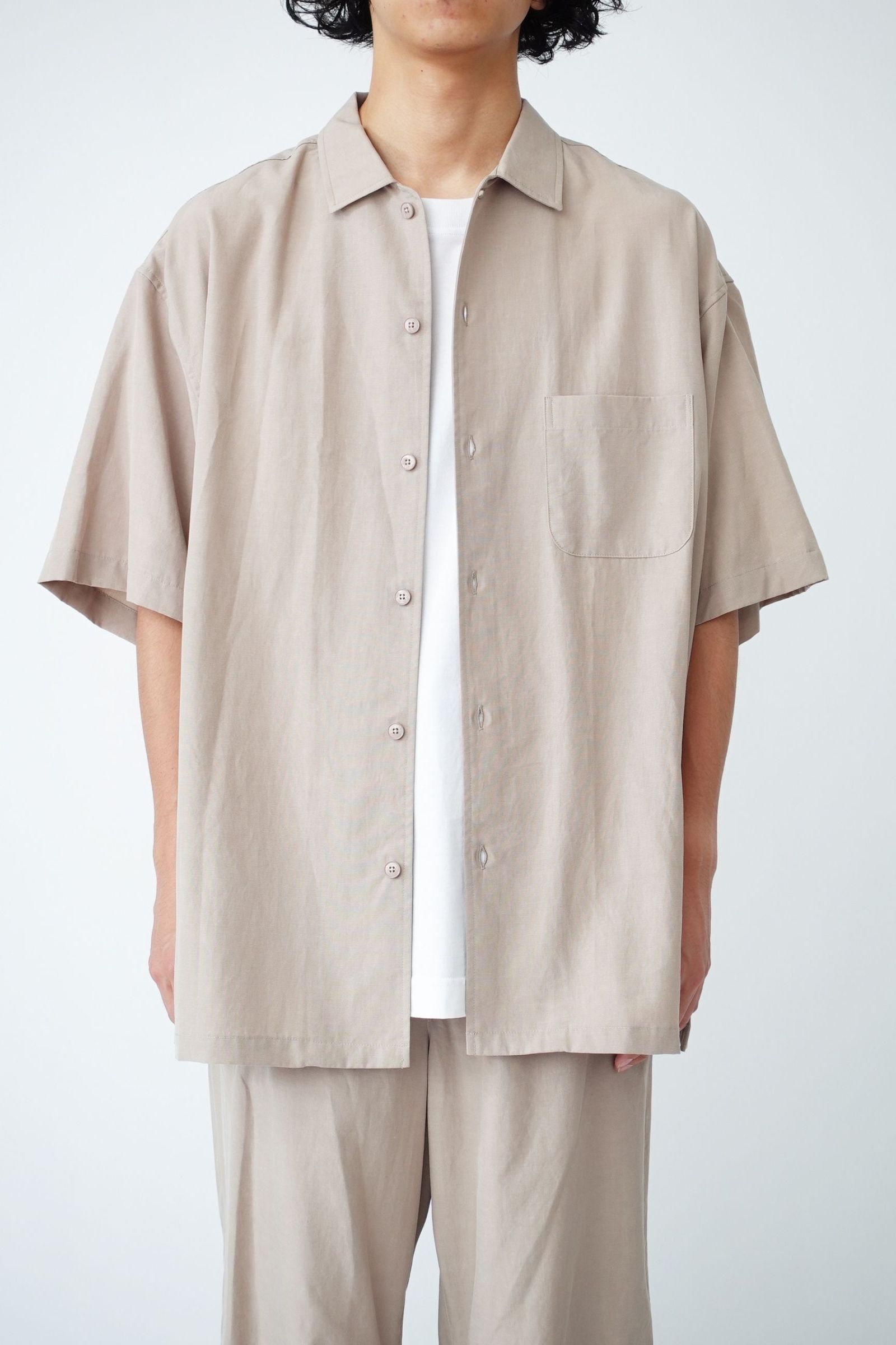 linen open collar shirt リネンオープンカラー ソエルテ - 通販 - csa