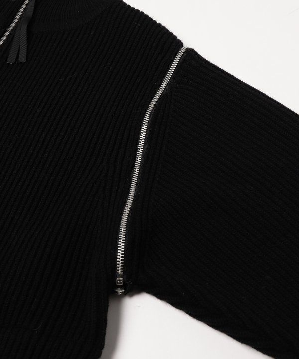2WAY ZIP UP KNIT/ニット/ブラック
