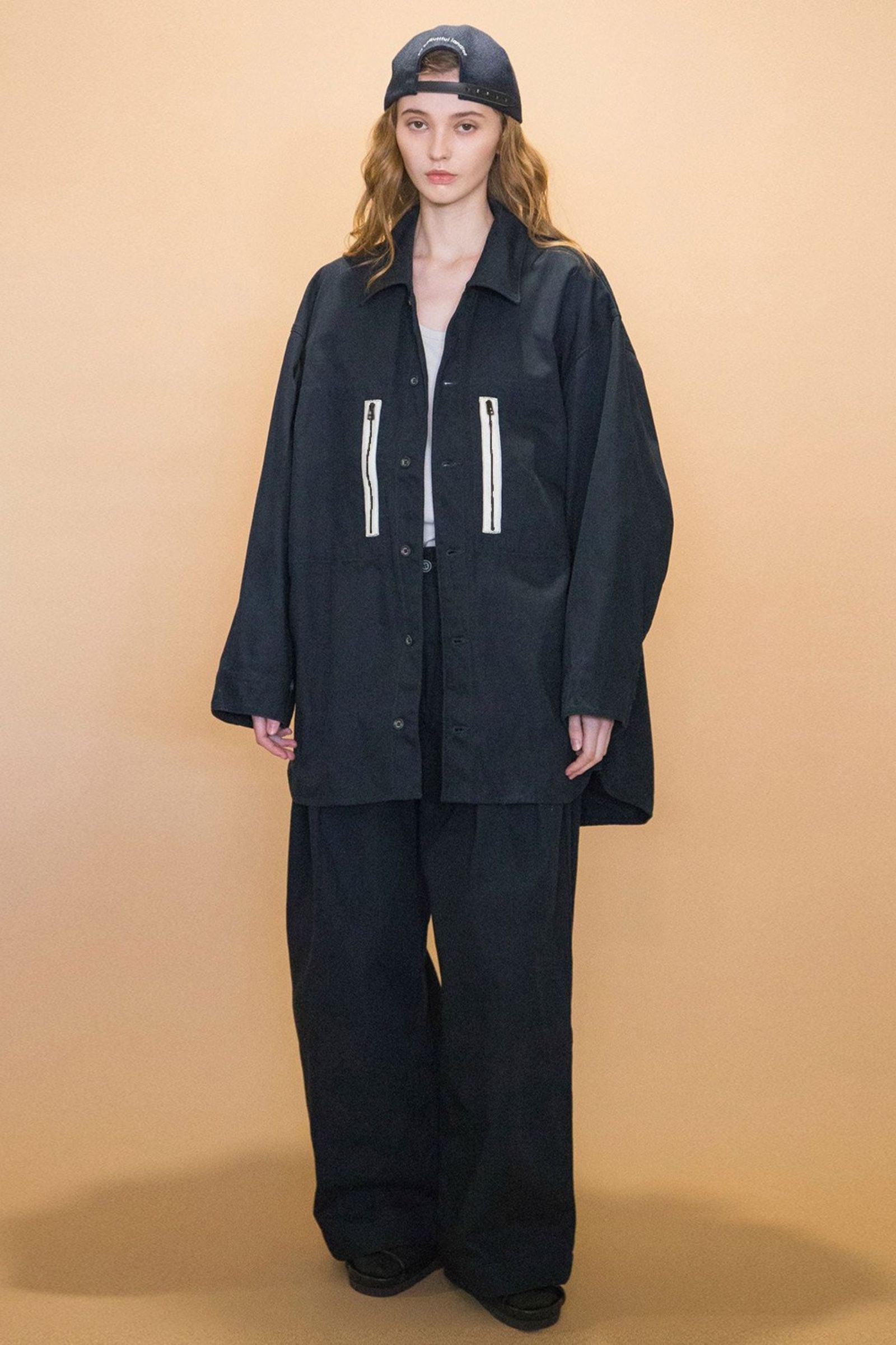 MILITARY CLOTH OVERSIZE SHIRT/NAVY